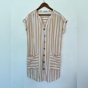 a.n.a Cream and yellow Striped Button-Down Shirt